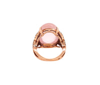 Women's 18k Rose Gold Rose Quartz & 0.50ct Diamond Ring 5.8dwt