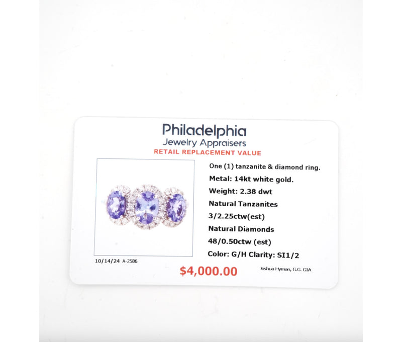 Women's 14k Tanzanite & 0.50ct Diamond Ring 2.4dwt
