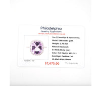 Women's 18k Amethyst & 0.85ct Diamond Ring 2.8dwt