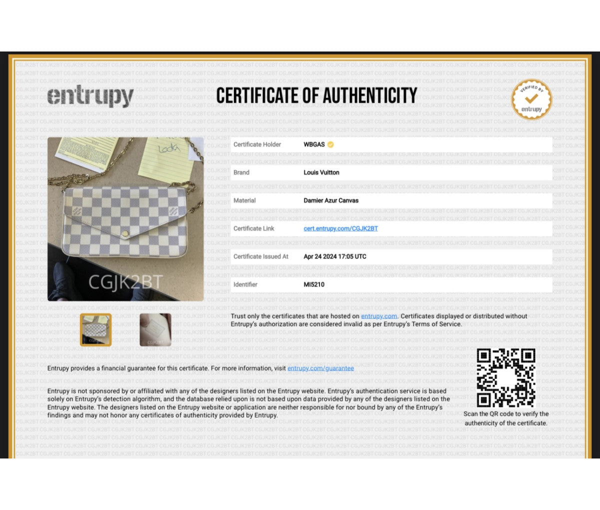 Louis Vuitton Damier Azur Coated Canvas Felicie Pochette