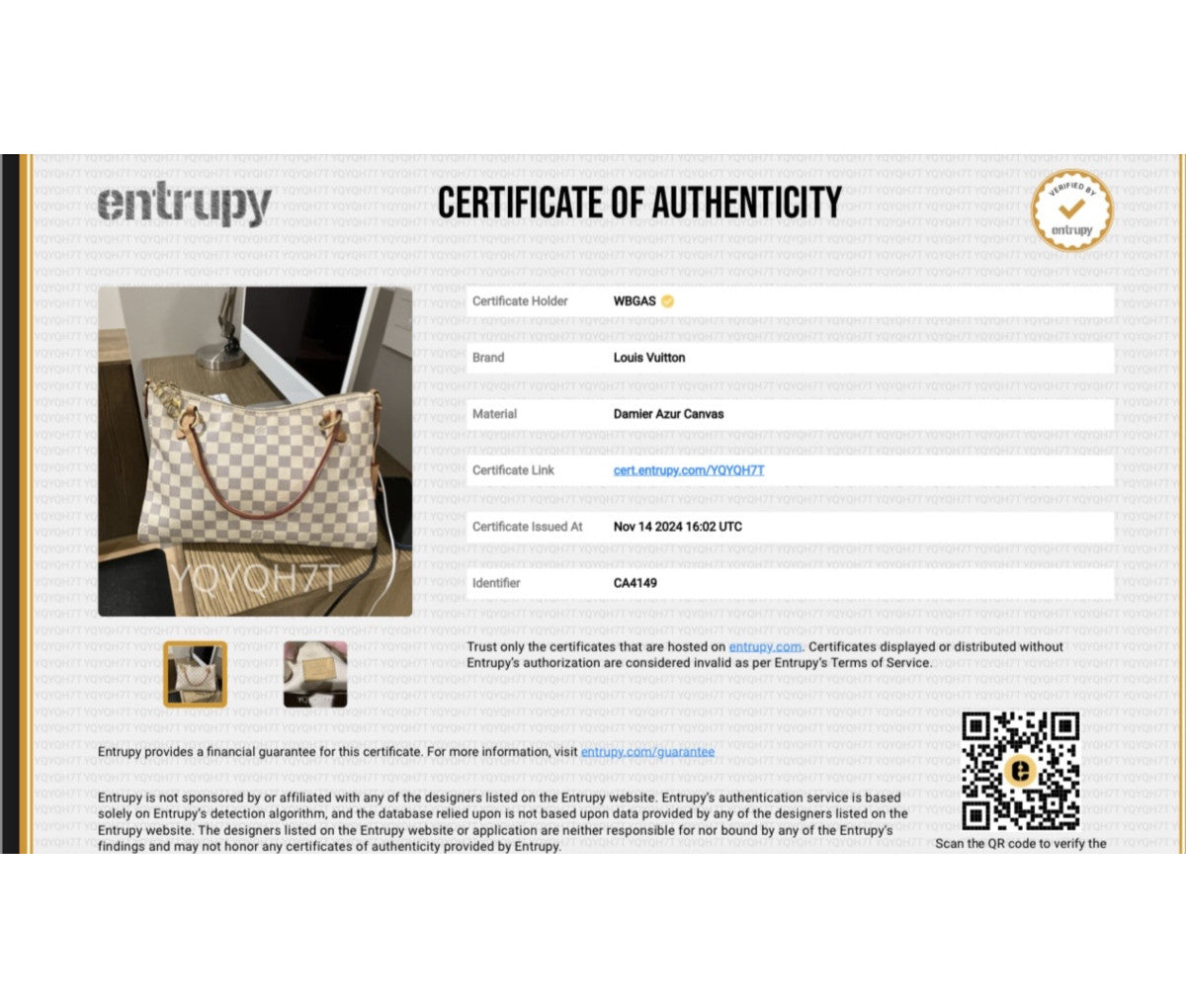 Louis Vuitton Damier Azur Lymington PM