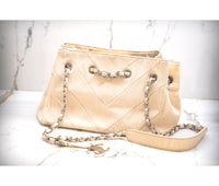 Chanel Vintage Canvas Chevron Accordion Tote