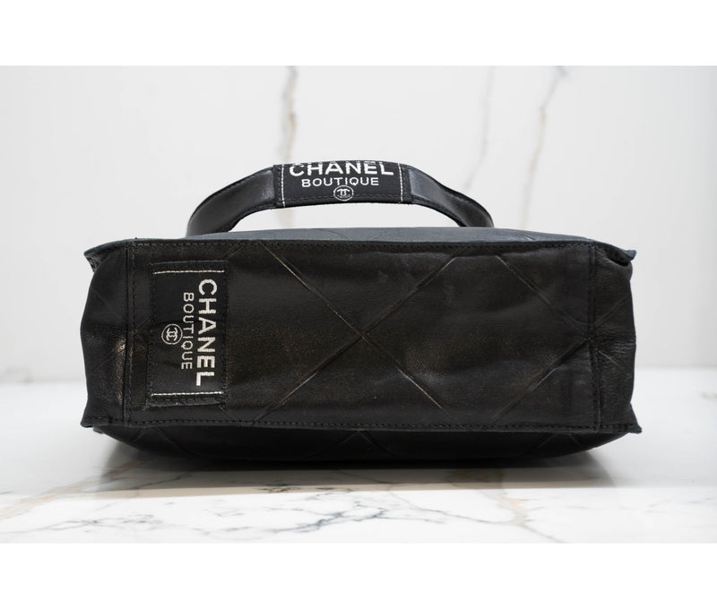 Chanel Vintage Black Quilted Leather Tote