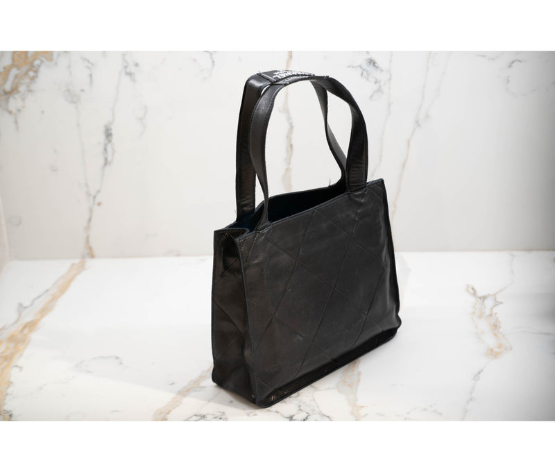 Chanel Vintage Black Quilted Leather Tote