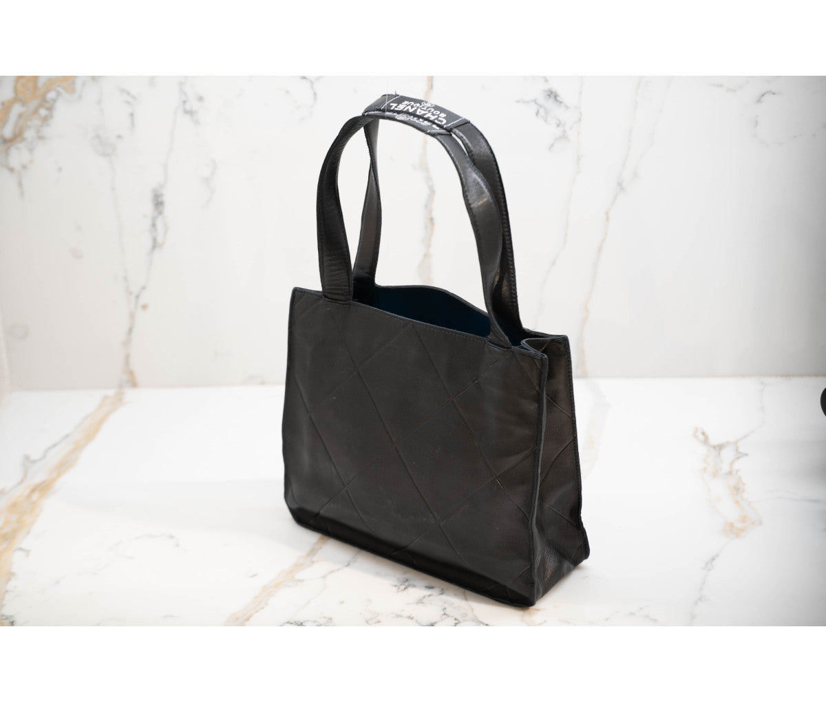 Chanel Vintage Black Quilted Leather Tote