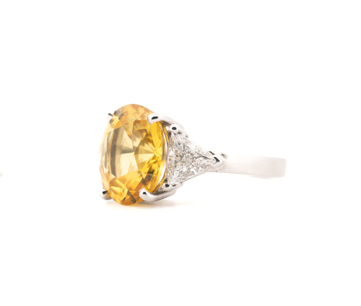 Platnium Ring With Yellow Sapphire and Diamonds 7.0 DWT