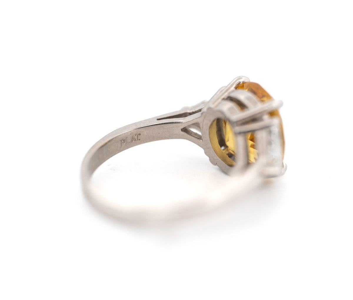 Platnium Ring With Yellow Sapphire and Diamonds 7.0 DWT