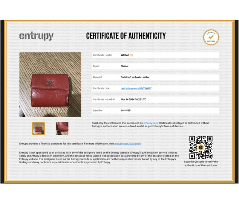 Chanel Red Leather Camellia Wallet