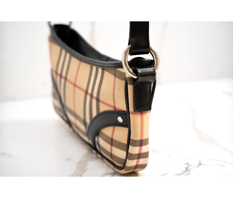 Burberry Beige Nova Check Studded Shoulder Bag