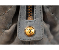 Chanel Blue Leather Surpique Chevron Tote