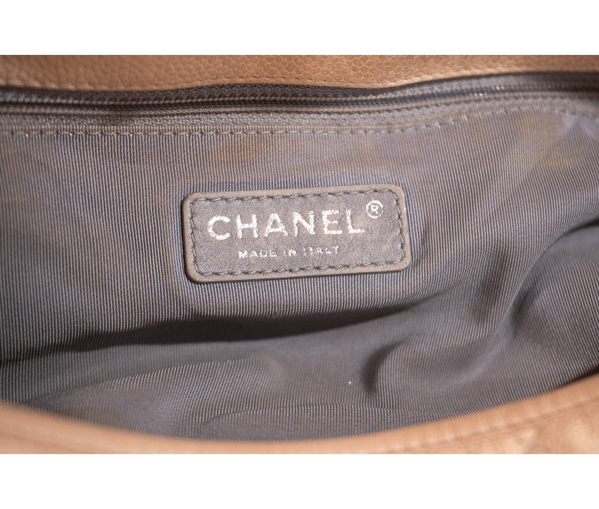 Chanel Beige Caviar Quilted Large French Riviera Fold Tote