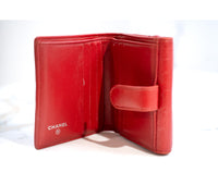 Chanel Red Leather Camellia Wallet