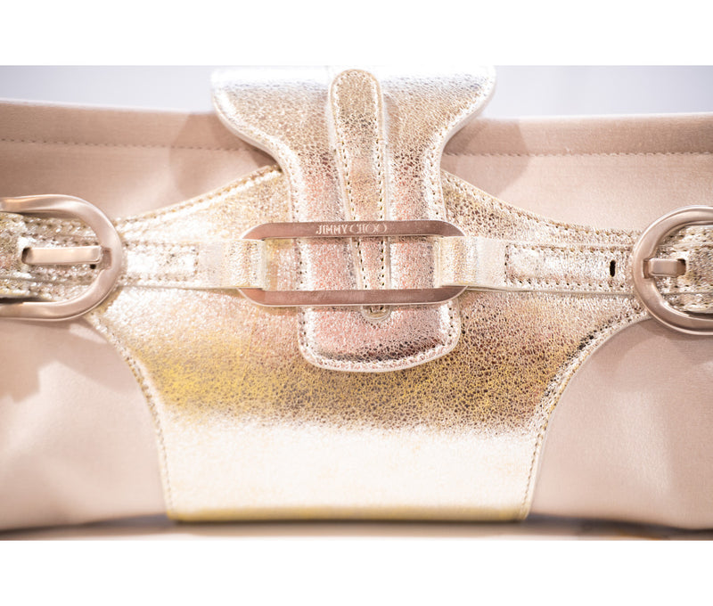 Jimmy Choo Silver Satin Evening Clutch