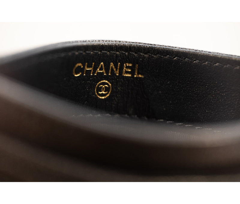 Chanel Blue Caviar Quilted Leather Boy Card Holder