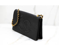 Chanel Black Caviar Leather Timeless Wallet On Chain