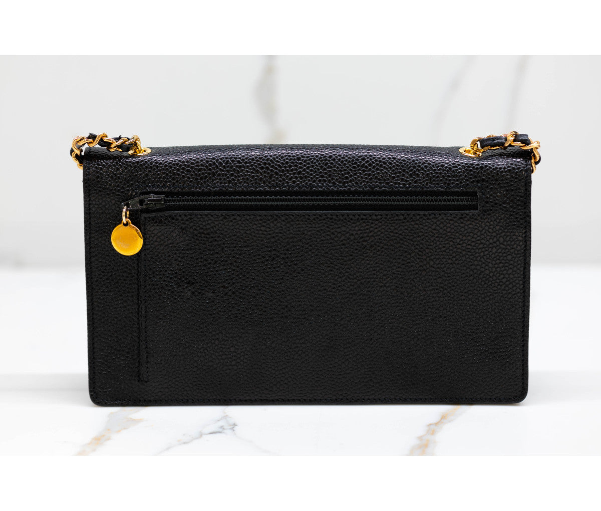 Chanel Black Caviar Leather Timeless Wallet On Chain