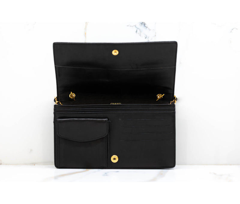Chanel Black Caviar Leather Timeless Wallet On Chain