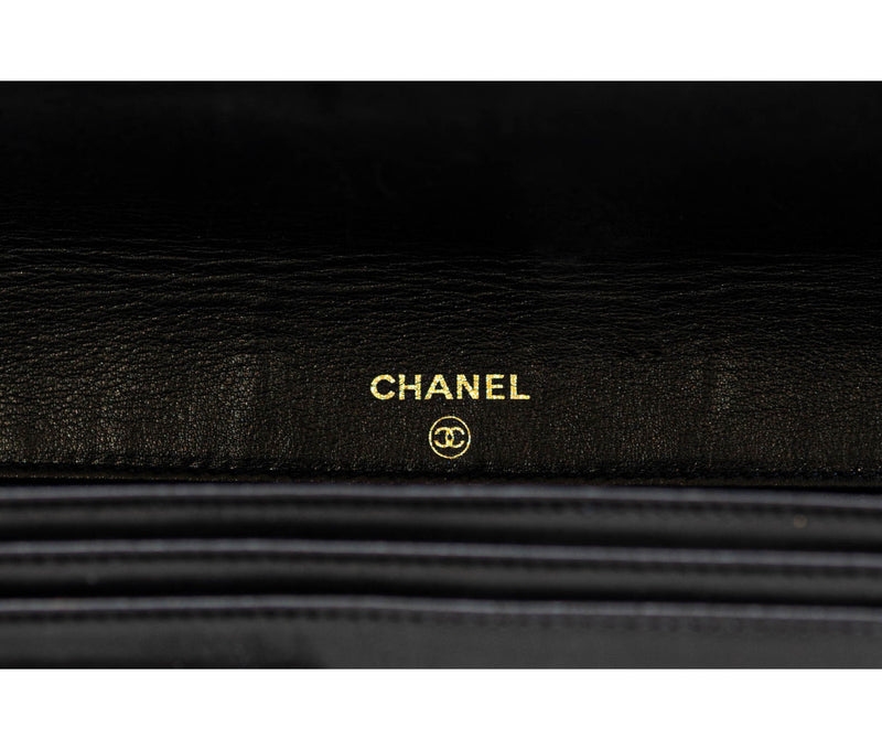 Chanel Black Caviar Leather Timeless Wallet On Chain