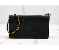 Chanel Black Caviar Leather Timeless Wallet On Chain