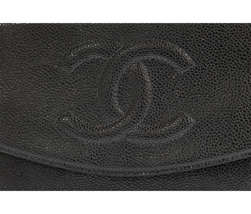 Chanel Black Caviar Leather Timeless Wallet On Chain