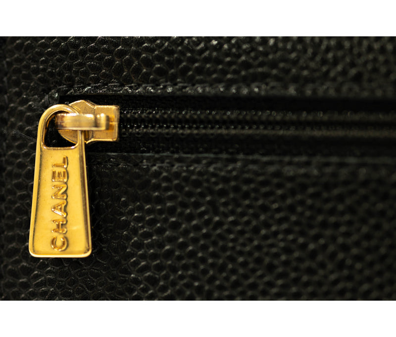 Chanel Black Caviar Leather Timeless Wallet On Chain