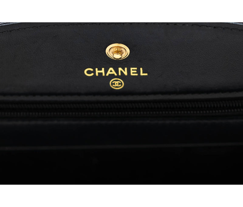 Chanel Black Caviar Leather Timeless Wallet On Chain