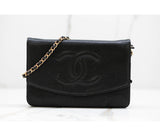 Chanel Black Caviar Leather Timeless Wallet On Chain