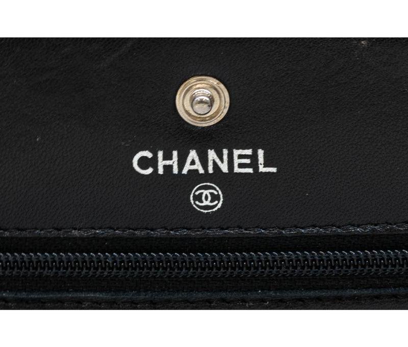 Chanel Black Caviar Leather Timeless Wallet On Chain