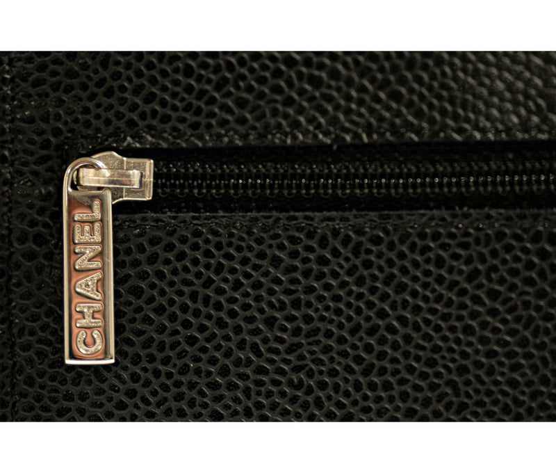 Chanel Black Caviar Leather Timeless Wallet On Chain