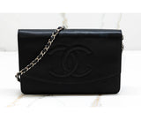 Chanel Black Caviar Leather Timeless Wallet On Chain