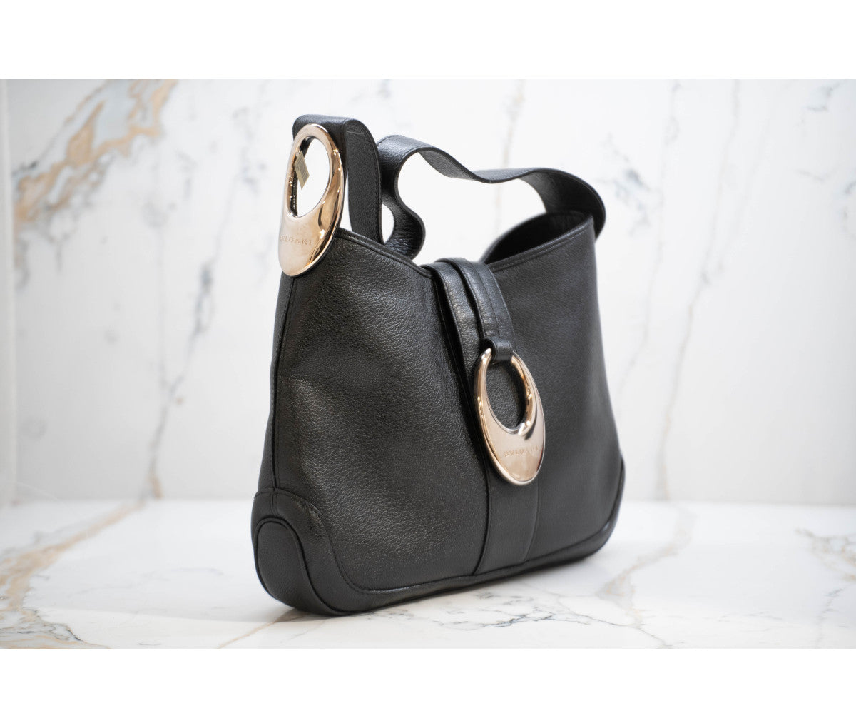 BVLGARI Black Leather Judy Hobo