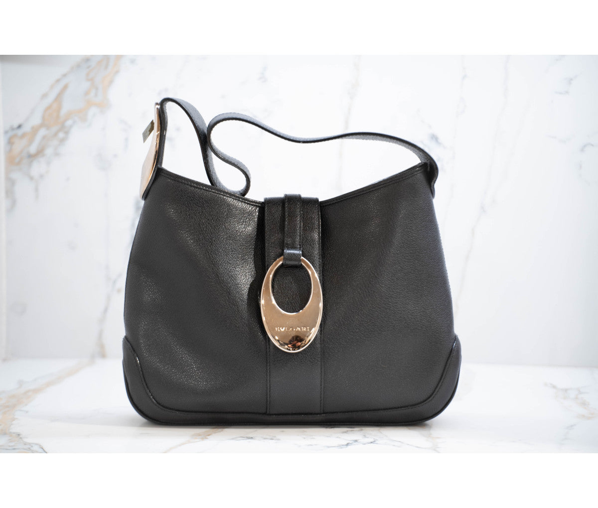 BVLGARI Black Leather Judy Hobo