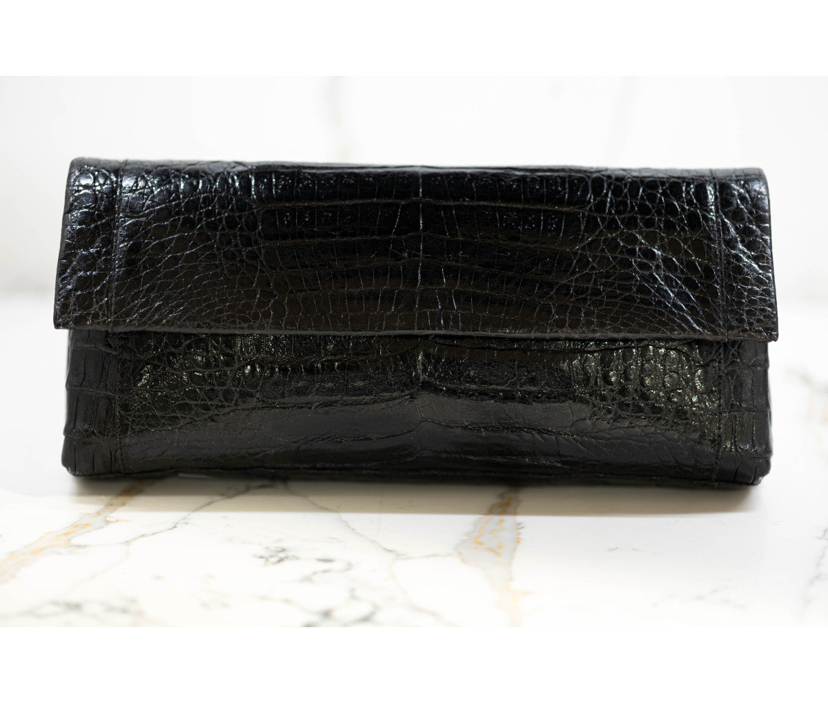 Nancy Gonzalez Black Crocodile Evening Clutch