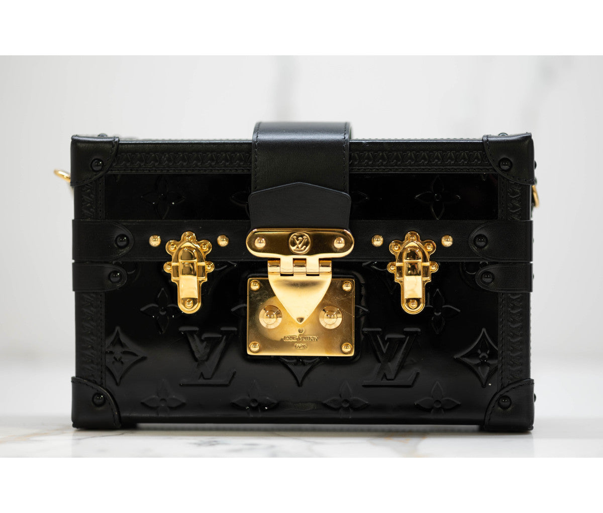 Louis Vuitton Black Vernis Leather Petite Malle Crossody