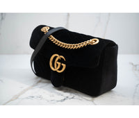 Gucci Black Velvet Small Marmont Shoulder Bag
