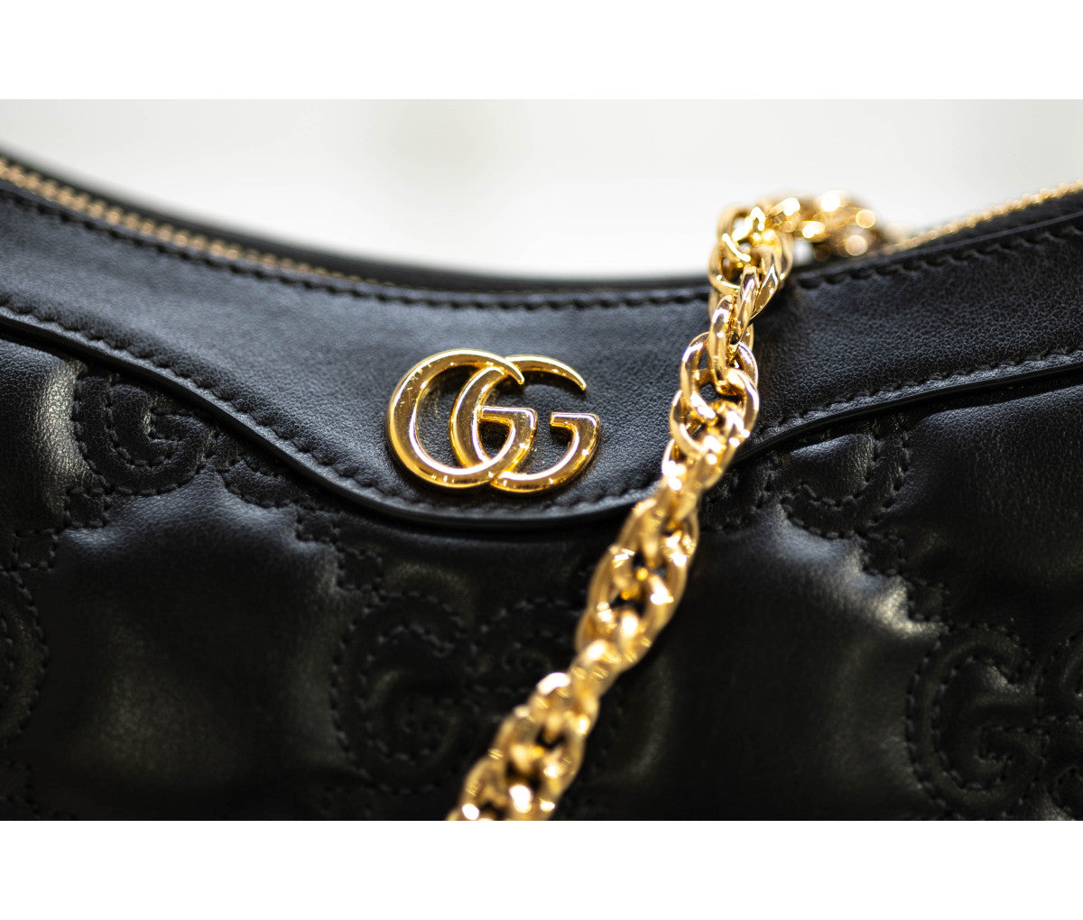 Gucci Black GG Leather Matelasse Small Shoulder Bag