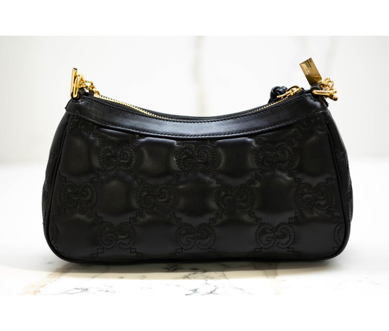 Gucci Black GG Leather Matelasse Small Shoulder Bag