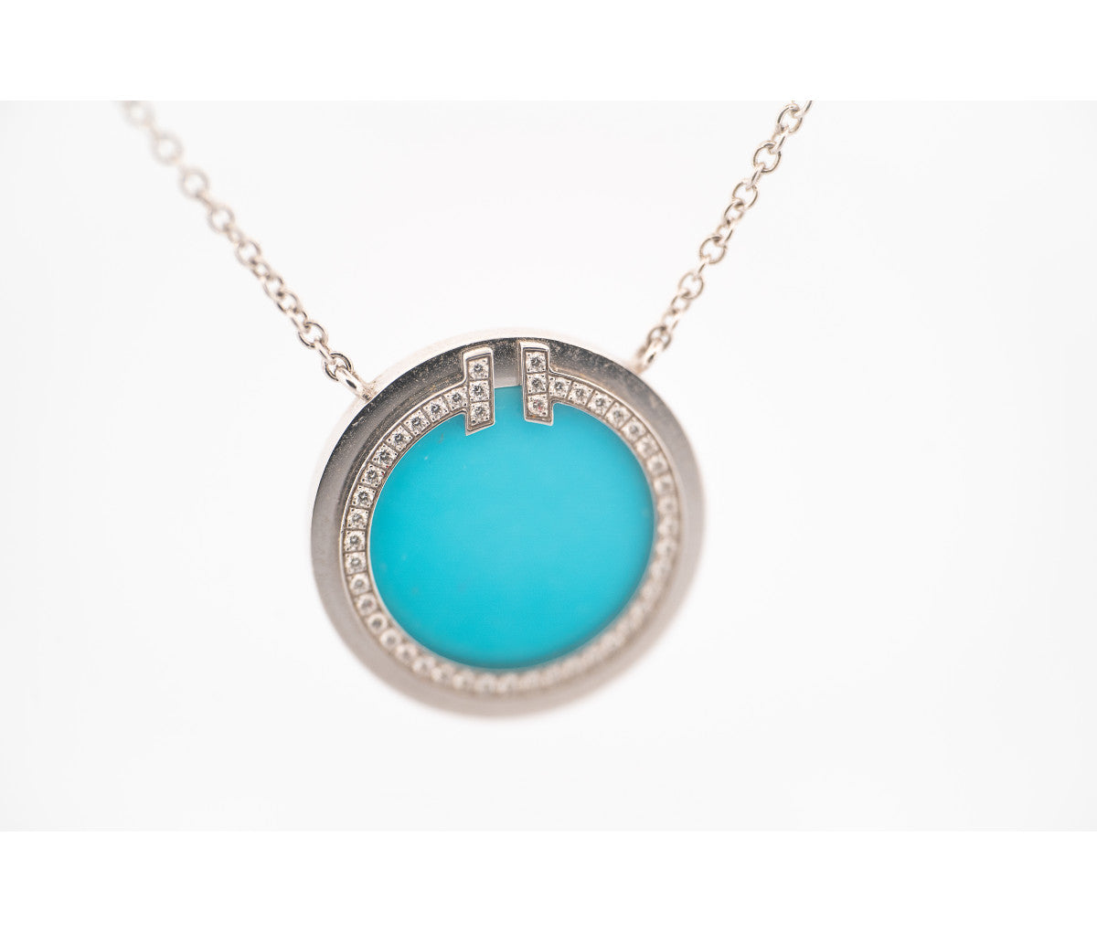 Tiffany & Co Diamond and Turquoise Circle Pendant