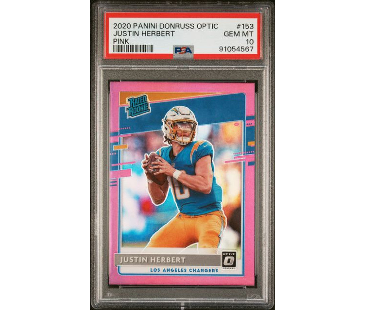 2020 Panini Donruss Optic Pink Justin Herbert Rookie PSA 10