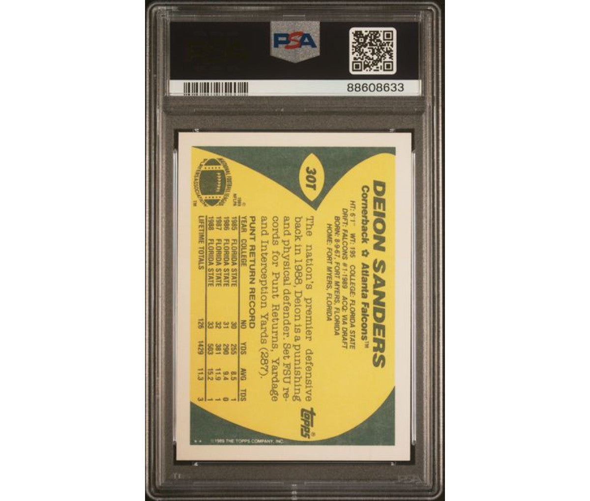 1989 Topps Traded Deion Sanders PSA 10