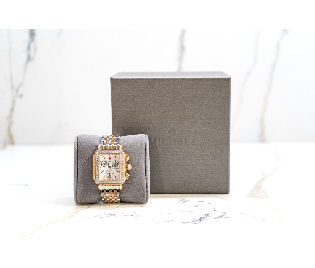 Michele Two Tone MOP Diamond Chronograph Deco