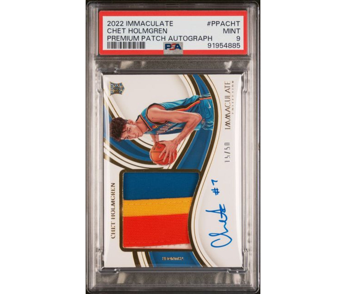 2022 Immaculate Chet Holmgren Premium Patch /50 PSA 9