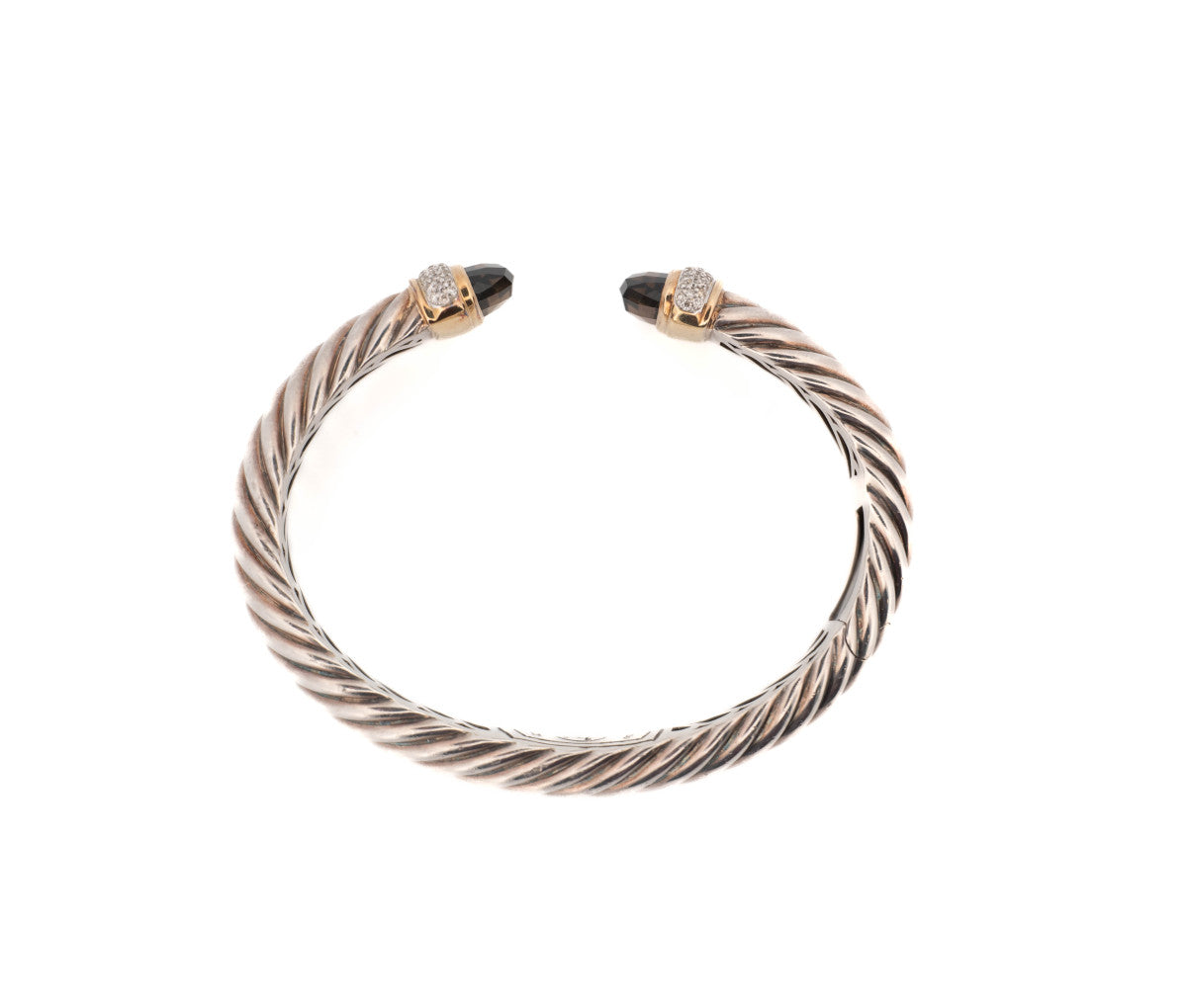 David Yurman Sterling Silver 925 & 18K .80ct Diamond & Citrine Waverly Bracelet