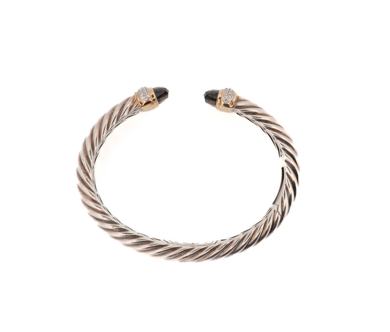 David Yurman Sterling Silver 925 & 18K .80ct Diamond & Citrine Waverly Bracelet