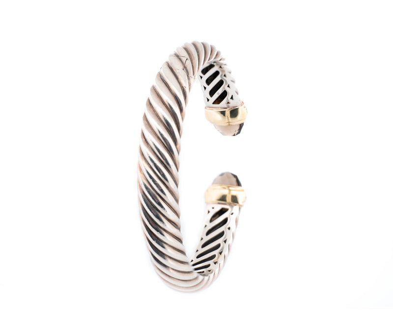 David Yurman Sterling Silver 925 & 18K .80ct Diamond & Citrine Waverly Bracelet