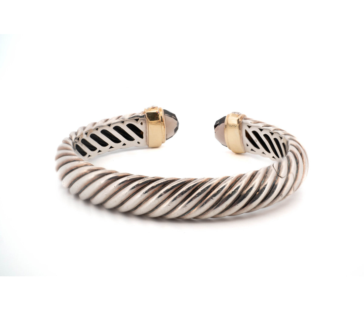 David Yurman Sterling Silver 925 & 18K .80ct Diamond & Citrine Waverly Bracelet