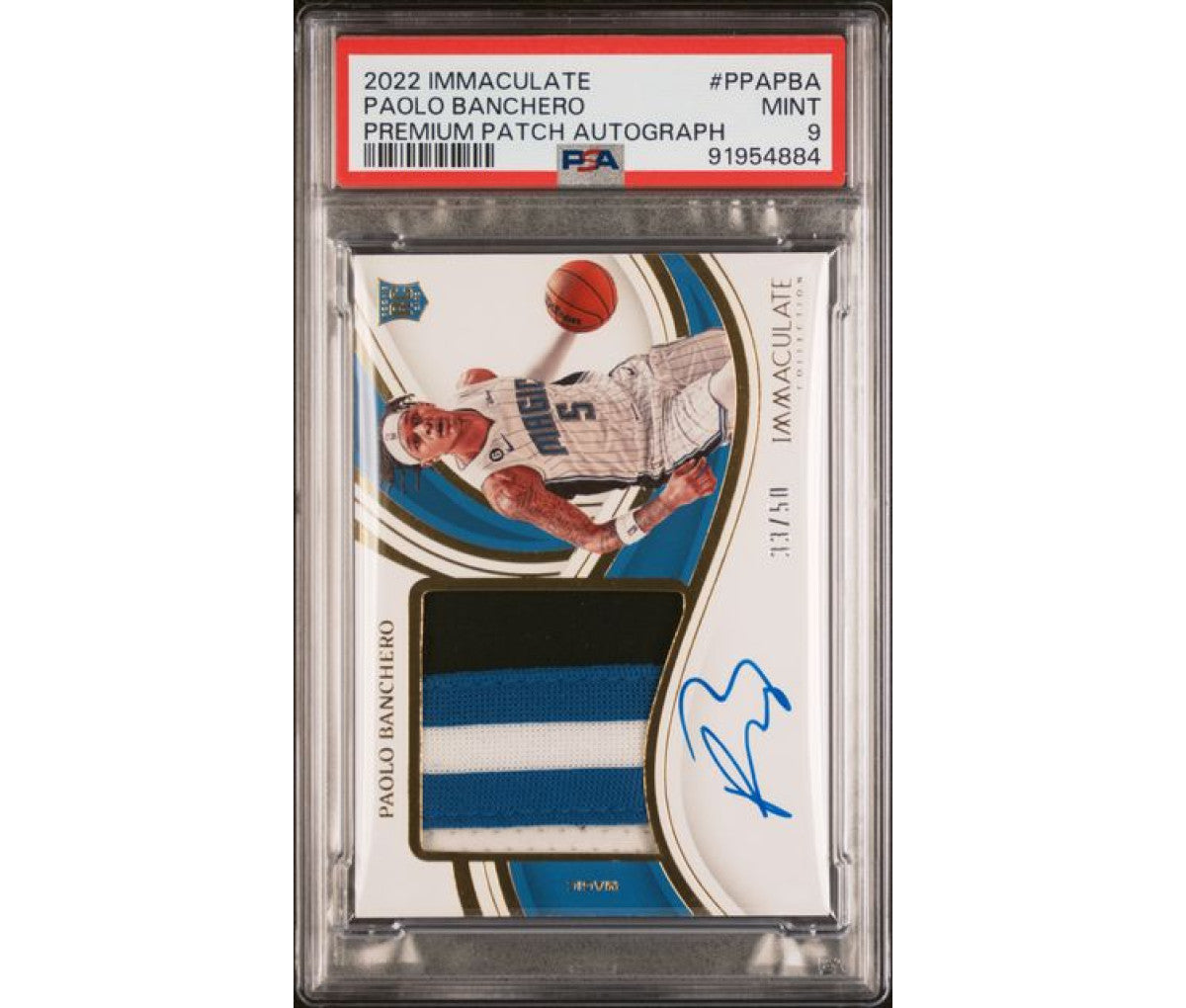 2022 Immaculate Paolo Banchero Premium Patch Auto /50 PSA 9