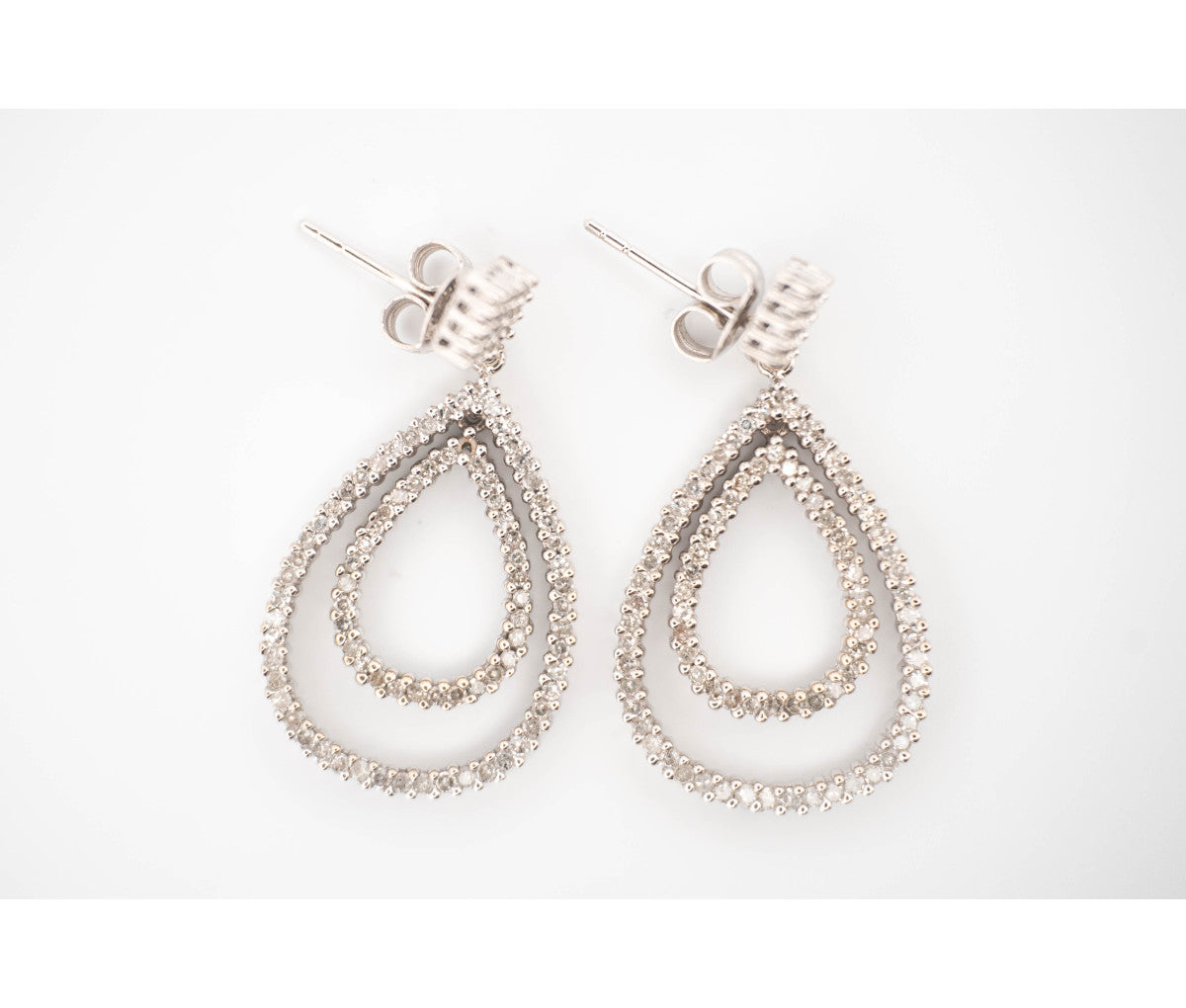 14K White Gold 2.00Ct Diamond  Loop Earrings