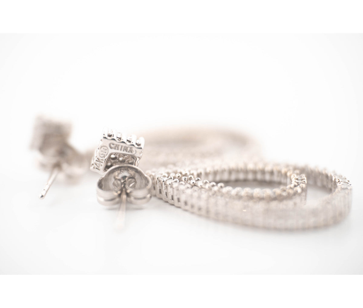 14K White Gold 2.00Ct Diamond  Loop Earrings