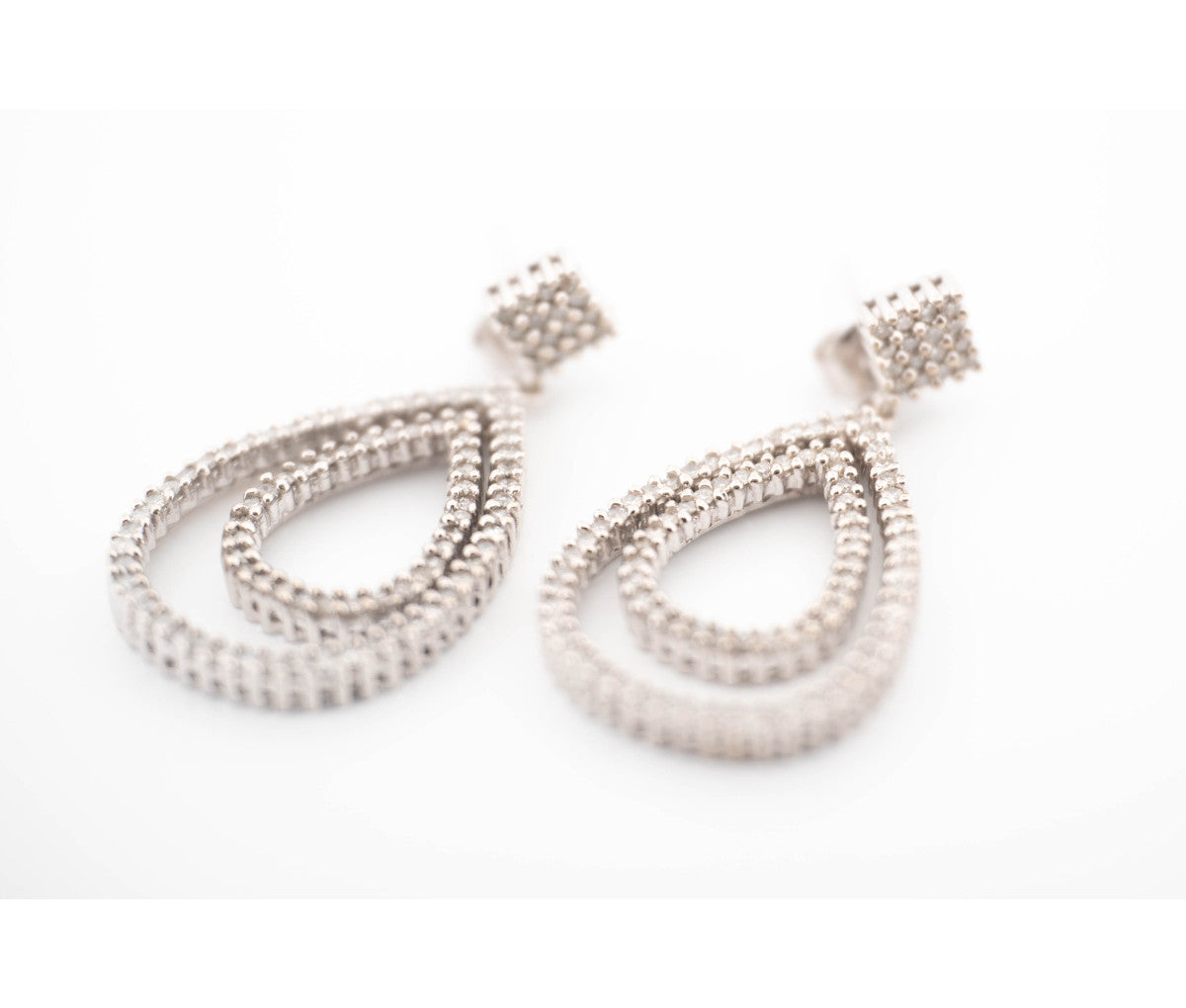 14K White Gold 2.00Ct Diamond  Loop Earrings